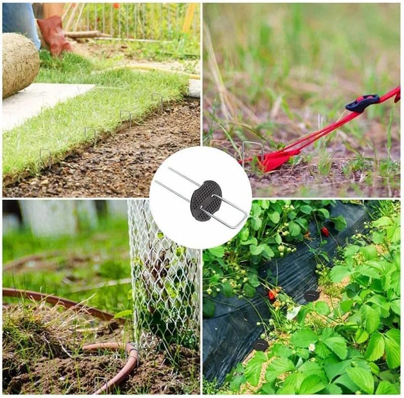 50 Weed Control Mat Membrane Pegs + Buffer Washer Pegs U-Shaped Galvanised Pins 50 Weed Control Mat Membrane Pegs + Buffer Washer Pegs U-Shaped Galvanised Pins